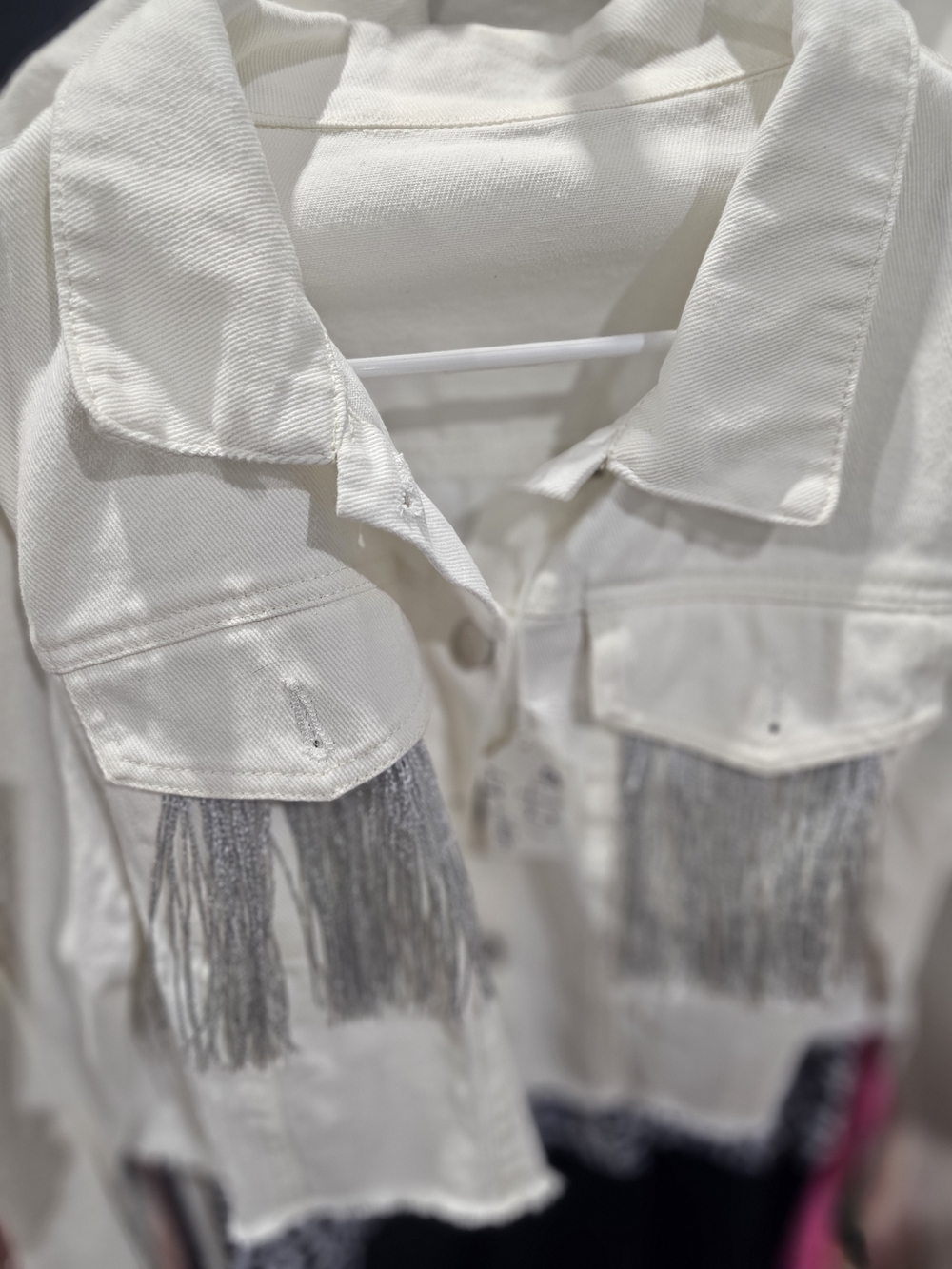 White Fringe Detail Women's Jacket - Unbranded